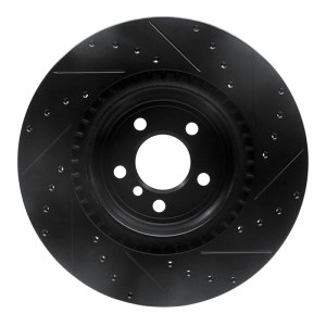 BMW 750LI Brake Rotor (1) - Rear Left - R1 Concepts - Drilled & Slotted - Black - `09-`19